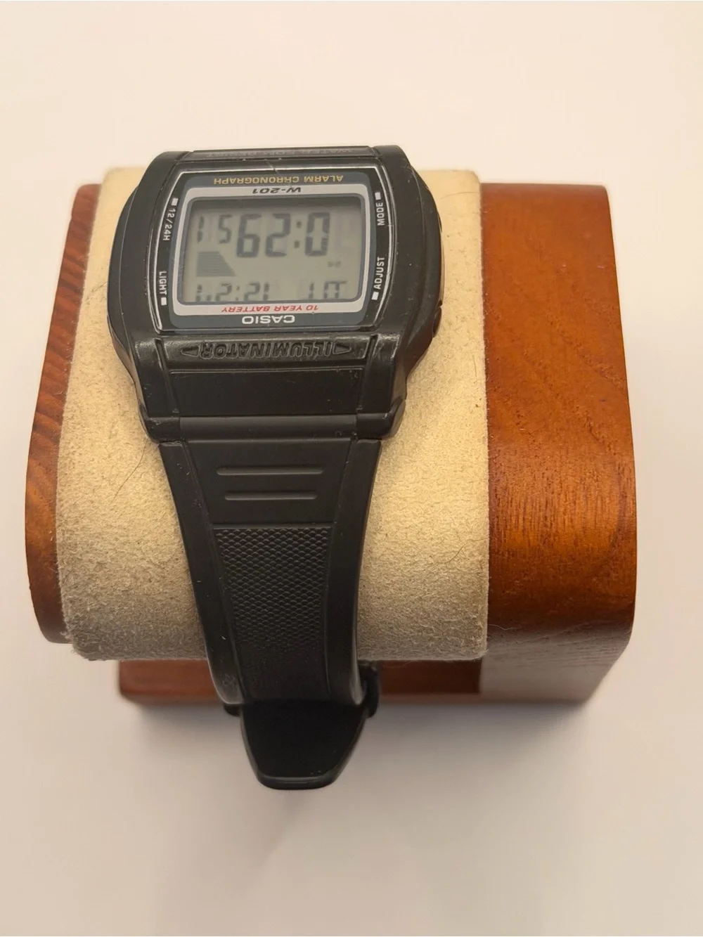 Casio 2879 W-201 Unisex 35mm Black Resin Digital‎ Chronograph Illuminator Watch